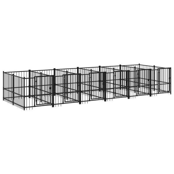 vidaXL Outdoor Dog Kennel Steel 11.26 m²