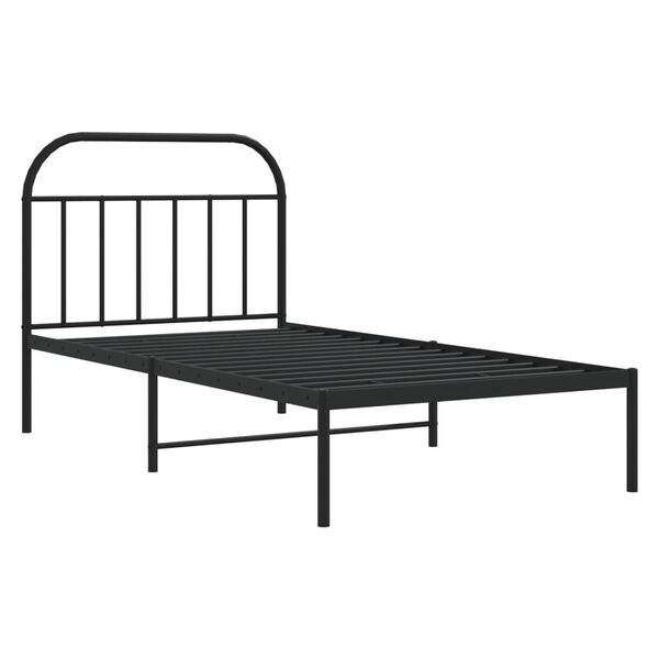 vidaXL Metal Bed Frame without Mattress with Headboard Black 107x203cm