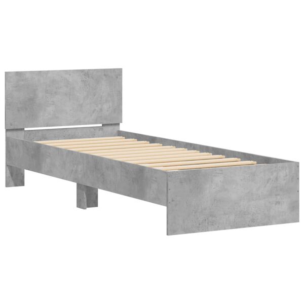 vidaXL Bed Frame without Mattress with Headboard Concrete Grey 90x200 cm