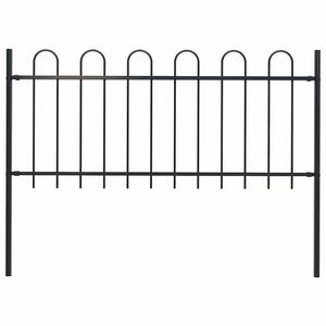 vidaXL Garden Fence with Hoop Top Steel 181x80 cm Black