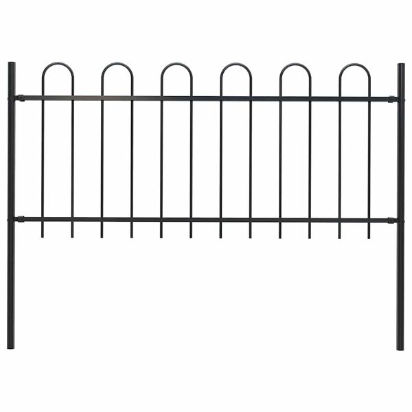 vidaXL Garden Fence with Hoop Top Steel 181x80 cm Black