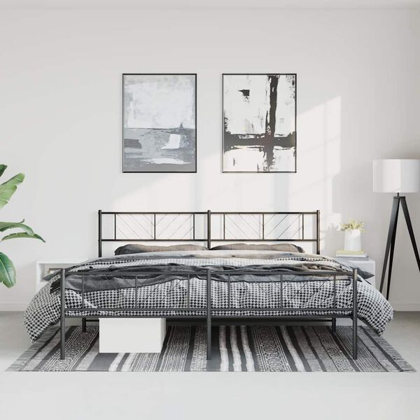 vidaXL Metal Bed Frame without Mattress with Footboard Black 193x203cm