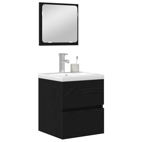 vidaXL Bathroom Furniture Set with Drawer 2 pcs Black Oak and White