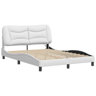 vidaXL Bed Frame with LED Lights White 120x200 cm Faux Leather