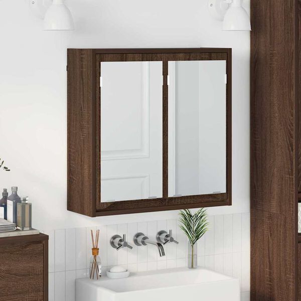 vidaXL Bathroom Mirror Cabinet with Shelf Brown Oak 60 x 20 x 60 cm