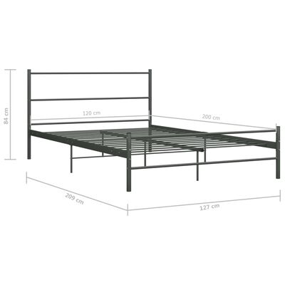 vidaXL Bed Frame Grey Metal 120x200 cm