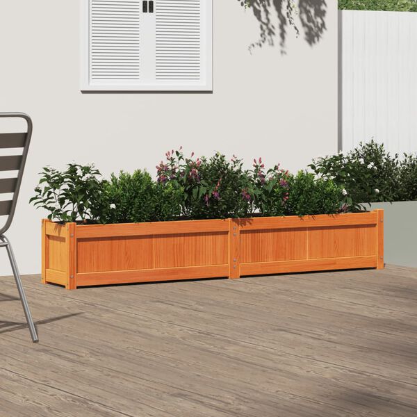 vidaXL Garden Planter Wax Brown 180x31x31 cm Solid Wood Pine