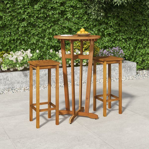 vidaXL 3 Piece Garden Bar Set Solid Wood Acacia