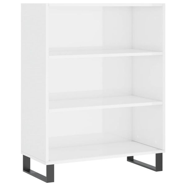 vidaxL Shelf Cabinet High Gloss White 69.5x32.5x90 cm Engineered Wood