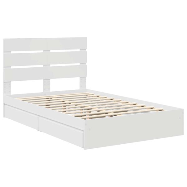 vidaXL Storage Bed with Headboard White 120 x 190 cm Engineered Wood