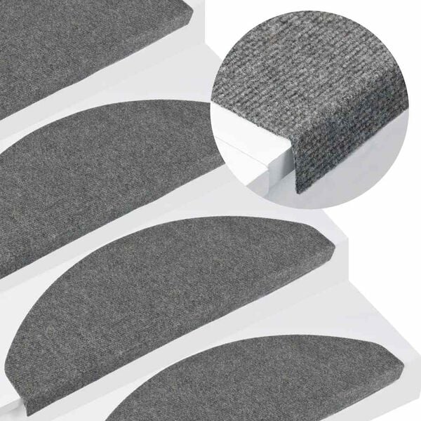 vidaXL Stair Mats Self-adhesive 20 pcs Grey 65x22.5x3.5 cm