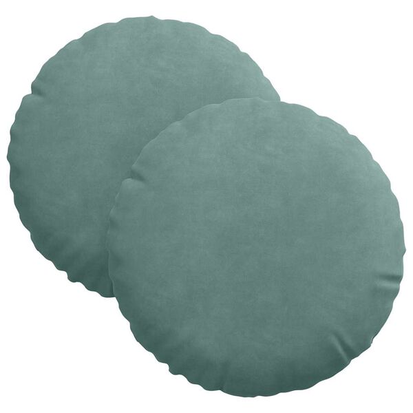 vidaXL Seat Cushions 2 pcs Sea Green Ø 30 x 13 cm Velvet