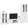 vidaXL TV Cabinet Set with Drawer High Gloss White Engineered Wood