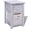 vidaXL Bedside Cabinet | White | Paulownia wood, Wicker | Compact