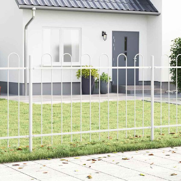 vidaXL Garden Fence 5 pcs White 8.5 x 1 m Powder-coated Steel