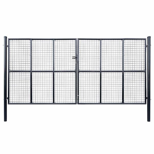 vidaXL Mesh Garden Gate Galvanised Steel 400x175 cm Grey