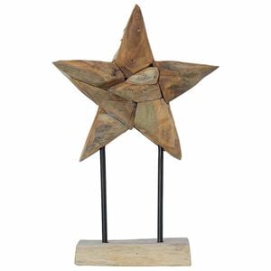 vidaXL Christmas Star LEDs Brown 31 x 15 x 46 cm Solid Teak Wood