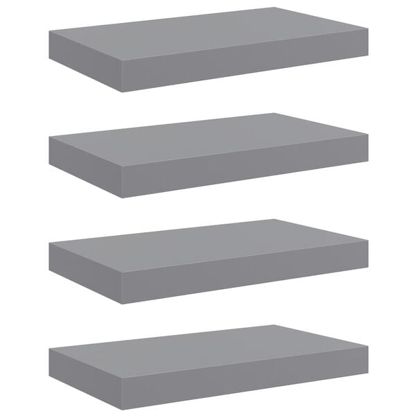 vidaXL Floating Wall Shelves 4 pcs Grey 40x23x3.8 cm MDF