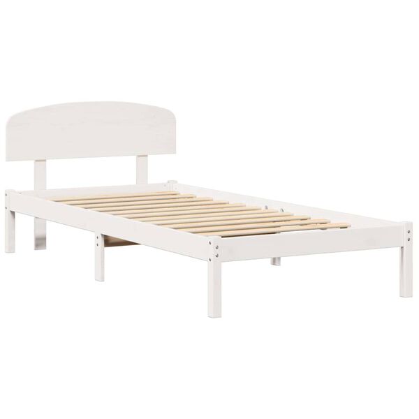 vidaXL Bed Frame with Headboard White 90 x 190 cm Solid Pine Wood