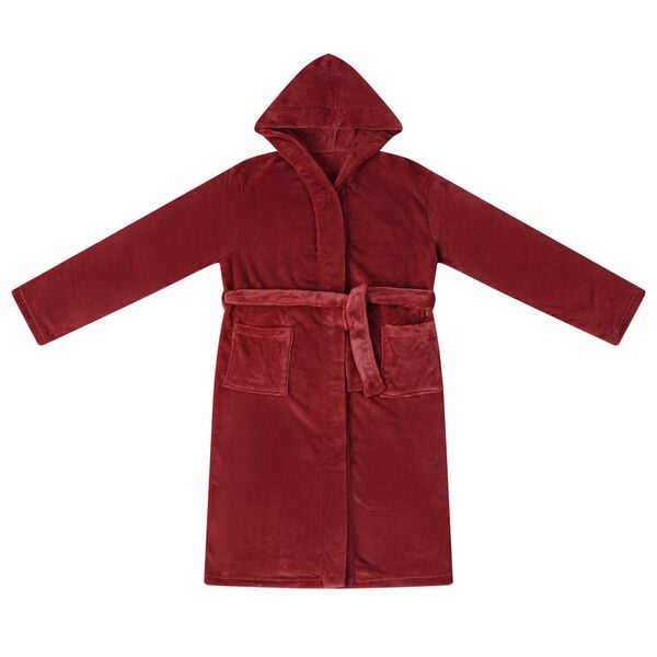 vidaXL Bathrobe Hoodie Bordeaux Red S Flannel