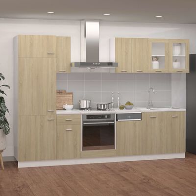 vidaXL 8 Piece Kitchen Cabinet Set Sonoma Oak Engineered Wood