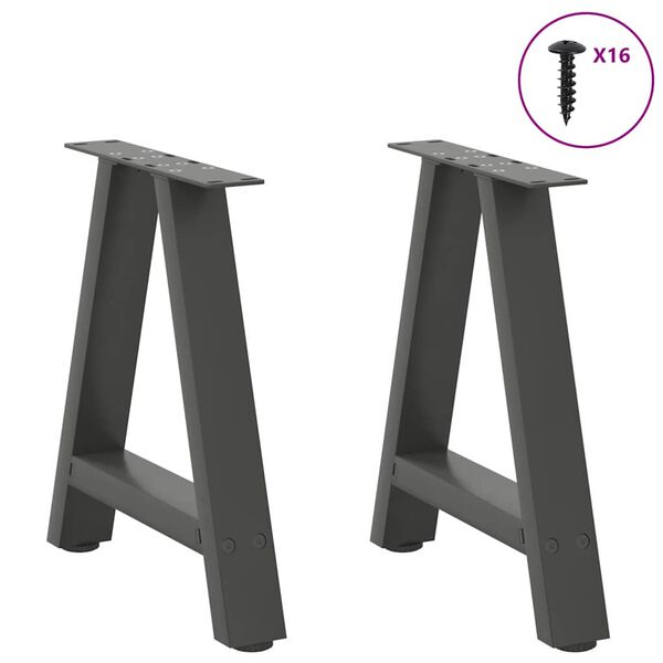 vidaXL Coffee Table Legs A-Shaped 2 pcs Anthracite&nbsp;38x(42-43) cm Steel