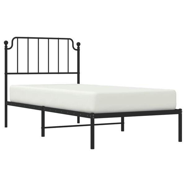 vidaXL Metal Bed Frame without Mattress with Headboard Black 90x200cm