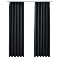 vidaXL Blackout Curtains with Hooks 2 pcs Black 140x175 cm