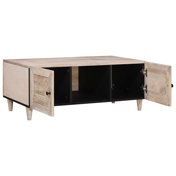 vidaXL Coffee Table with Door Beige 100 x 54 x 40 cm Solid Acacia wood