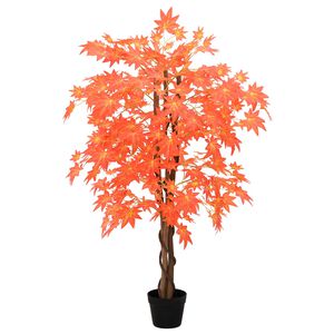 vidaXL Artificial Maple Tree Red 80 x 16 x 120 cm Fabric and Wood