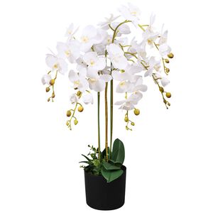 vidaXL Fake Plant | White and Green | Fabric, Plastic, Iron wire | Medium