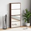 vidaXL Shoe Cabinet with Mirror 4-Layer Brown Oak 63x17x134 cm