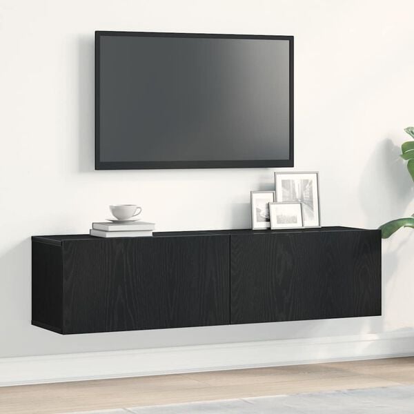 vidaXL TV Cabinet Black Oak 120x30x30.5 cm Engineered Wood