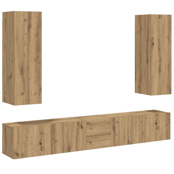 vidaXL Wall Mounted TV cabinets 5 pcs Artisan Oak Engineered Wood