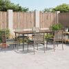 vidaXL 7 Piece Garden Dining Set with Cushions Grey Poly Rattan