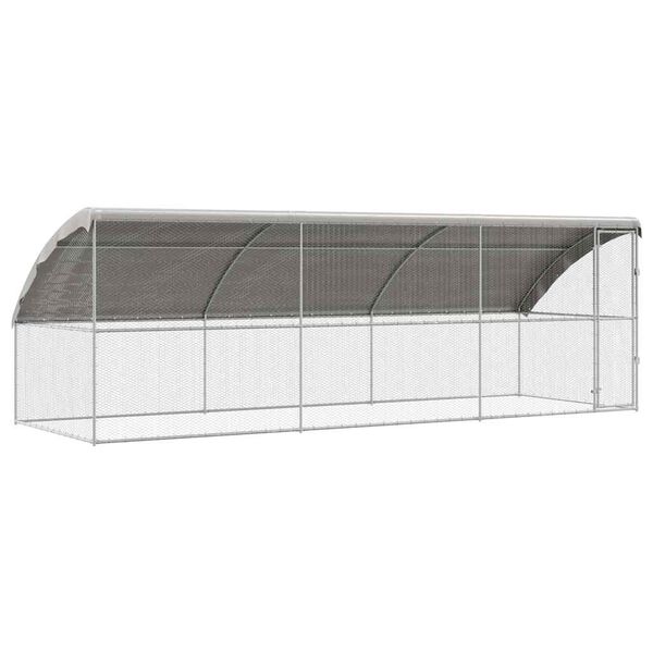 vidaXL Chicken Cage 3 pcs Silver 600 x 200 x 198.5 cm Galvanised Steel
