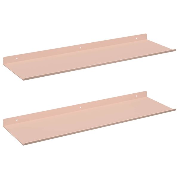 vidaXL Floating Shelf Wall-mounted 2 pcs Pink 60 x 18 x 2.5 cm Steel