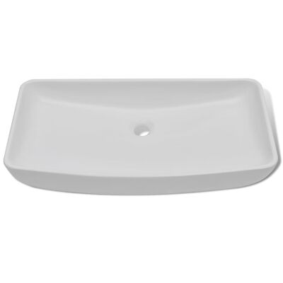 vidaXL Bathroom Basin with Mixer Tap Ceramic Rectangular White