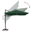 vidaXL Cantilever Roma Parasol Green and Black 352 x 251 x 265 cm