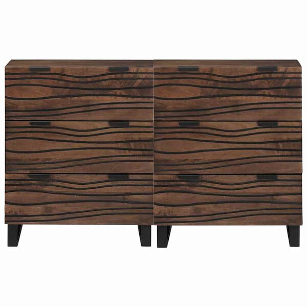 vidaXL Sideboard Set 2 pcs Walnut 60 x 33.5 x 75 cm Solid Mango Wood