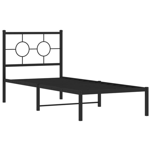 vidaXL Metal Bed Frame without Mattress with Headboard Black 75x190cm