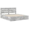 vidaXL Bed Frame with Drawer Concrete Grey 200 x 200 cm Engineer Wood