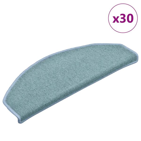 vidaXL Stair Mats 30 pcs 65x24x4 cm Sea Blue Half Round Large
