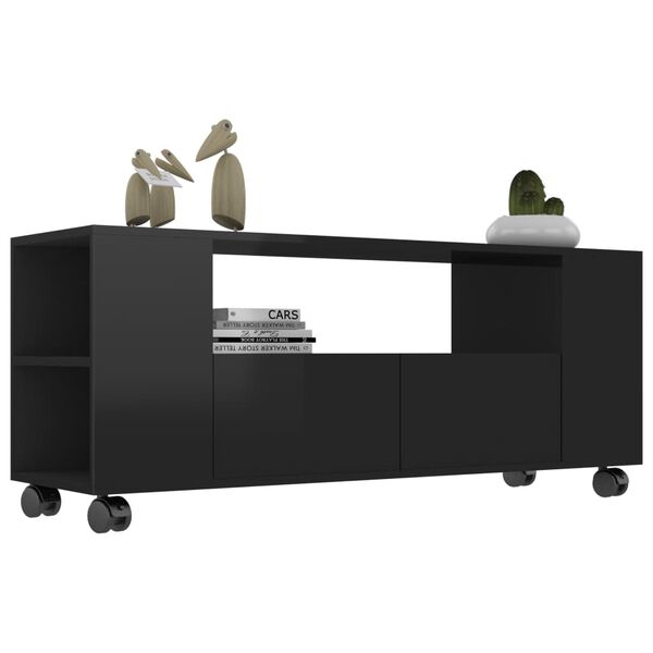 vidaXL TV Cabinet High Gloss Black 120x35x48 cm Engineered Wood