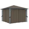 vidaXL Gazebo with Curtain&LED String Lights 3x3 m Taupe Aluminium