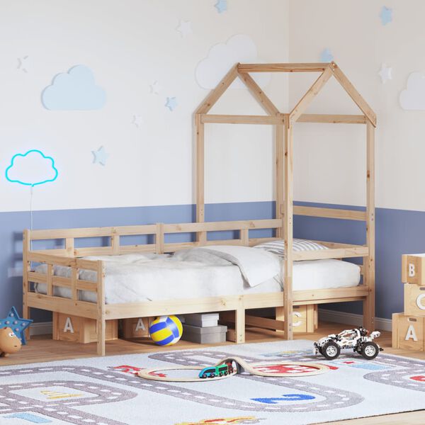 vidaXL Day Bed with Roof without Mattress 90x200 cm Solid Wood