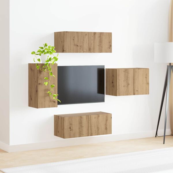 vidaXL TV Wall Cabinet Set 4 pcs Artisan Oak Engineered Wood