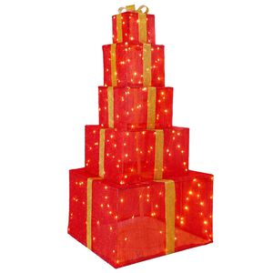 vidaXL Christmas LED Gift Box Stack 250 LEDs Warm White