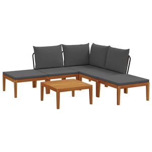 vidaXL 6 pcs Solid Acacia Wood & Rope Natural
