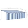 vidaXL Manual Retractable Awning with Blind 4.5x3m Blue&White